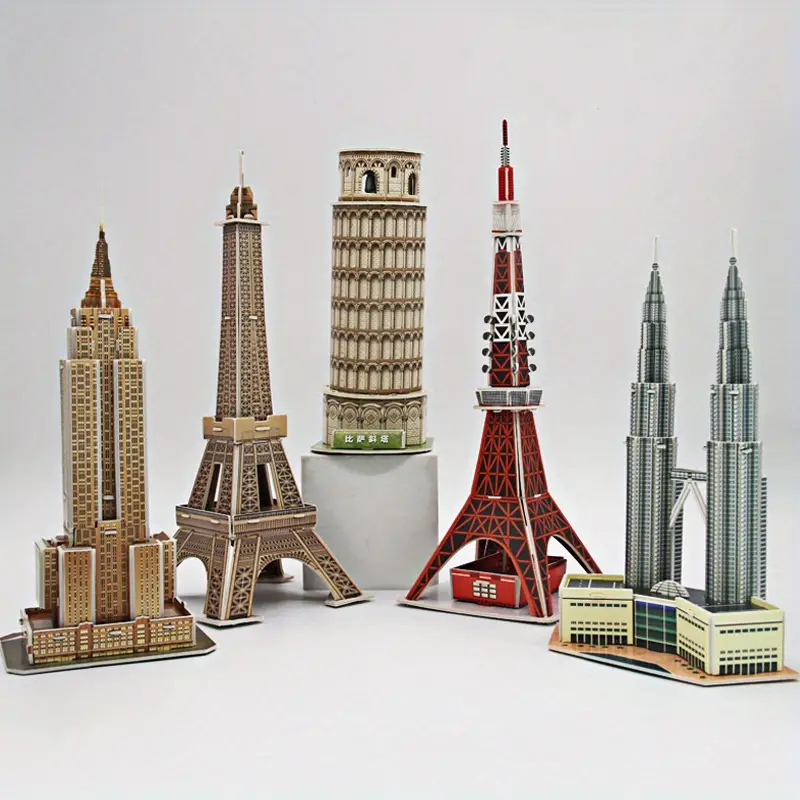 Diy Handmade Paper 3d Jigsaw Tower Puzzle Toys Building - Temu